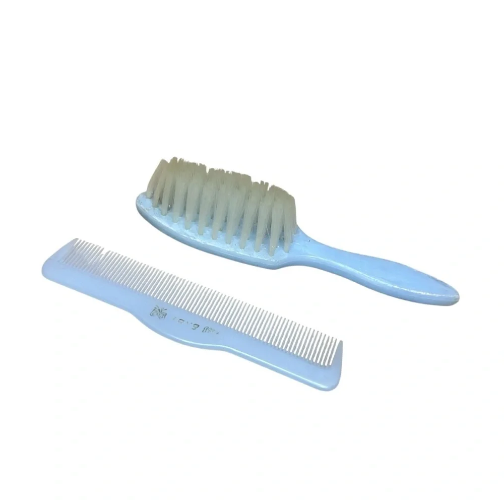 Vintage Blue Baby Hair Brush and Comb Set